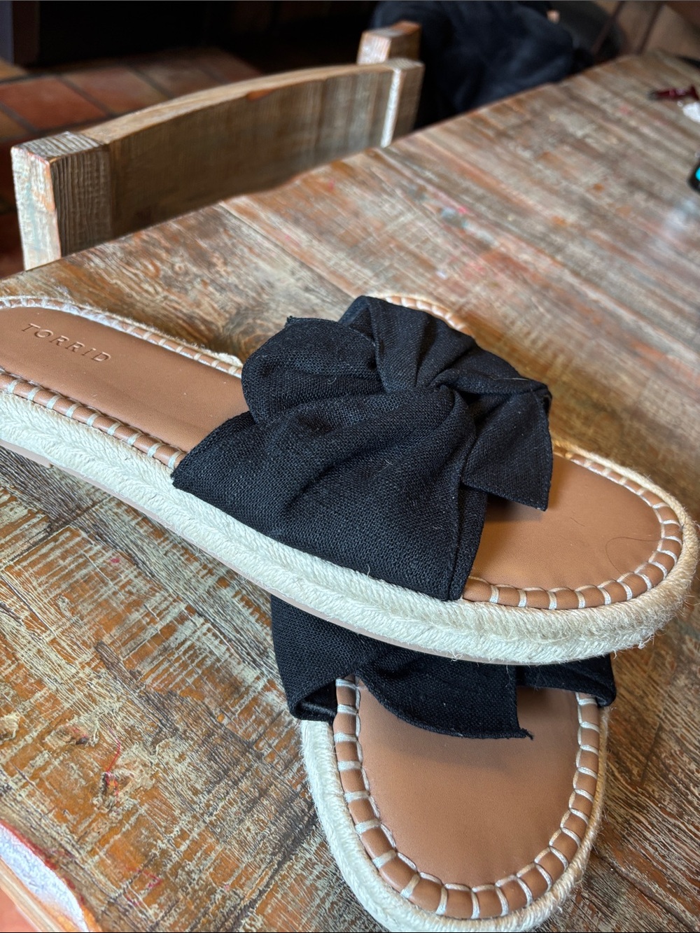 torrid Black Knot Espadrille Slide Sandals with Tan Footbed - Picture 2 of 6